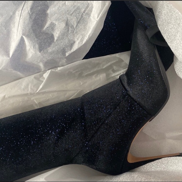 BALMAIN Amazone Thigh-High Glitter Velvet Boots - Picture 11 of 15